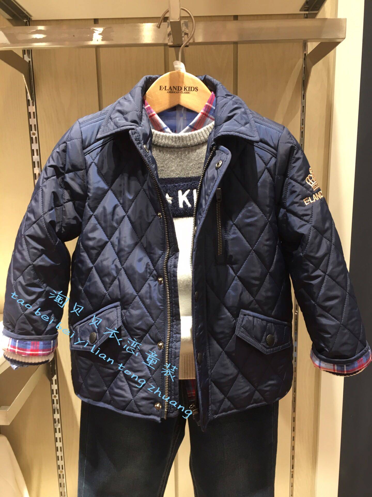 Yilian children's clothing EK domestic 20 spring new boys' rhombus plaid lapel cotton clothing EKJPA1101K