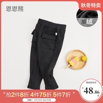 Girls  Harlan pants new fashion little girl autumn and winter foreign style velvet thickened female baby black slacks spring and autumn