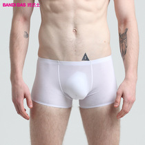 Mens underwear Ice silk transparent breathable thin flat pants Mens flat pants Sex panties Adult products