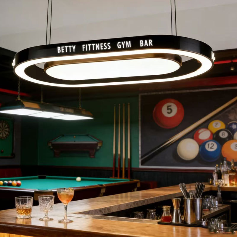 Billiard Hall Combination Chandelier Oval Chandelier Side-Emitting Logo Gym Dance Studio Bar Counter Creative Chandelier