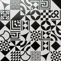 300 black and white tile restaurant kitchen bathroom non-slip retro floor tiles geometric tile tile flower tiles 300