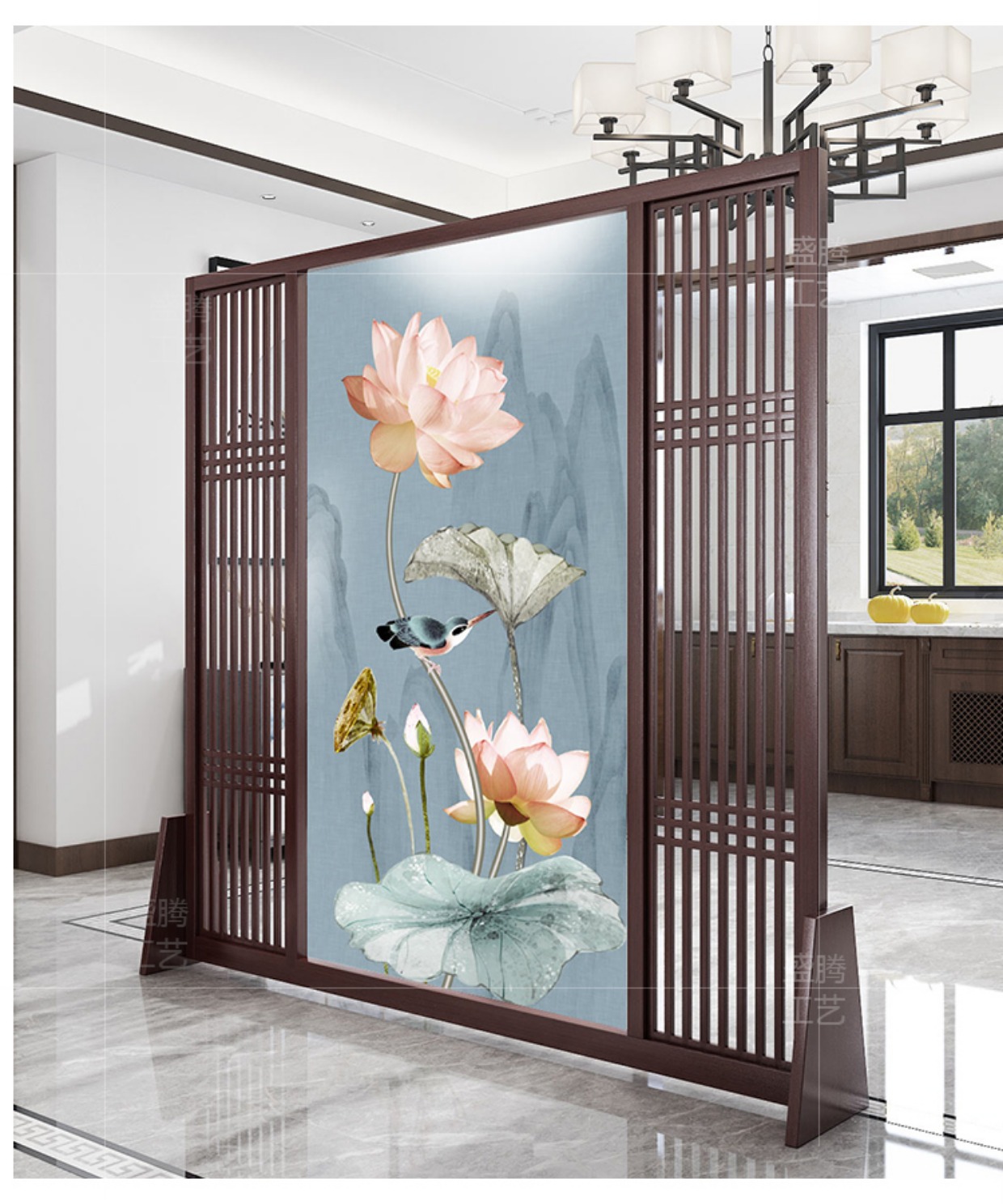 Hiện đại tối giản màn hình Trung Quốc vách ngăn hiên di chuyển phòng khách khách sạn phòng ngủ gỗ rắn hai mặt lưới màn hình - Màn hình / Cửa sổ bức bình phong đẹp