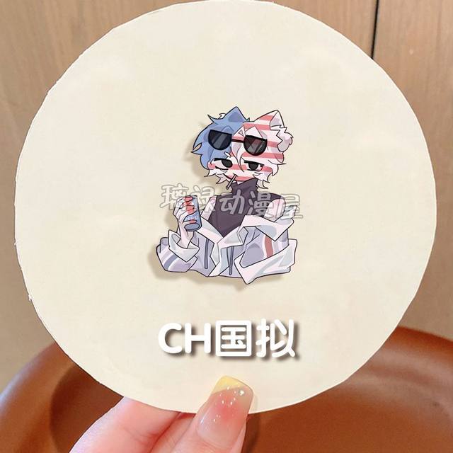 ch Wuchang brooch countryhumans country porcelain neon American, Russian, British and French badges pendant ກາຕູນເບິ່ງສູງ