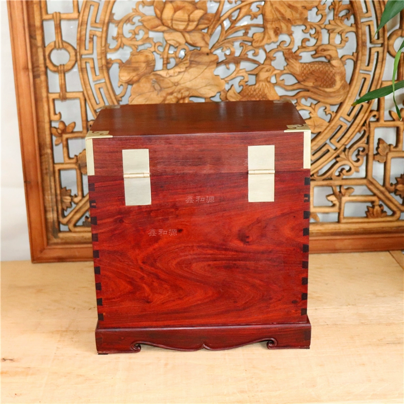 Gỗ đàn hương máu Zambia chính thức hộp da hộp lưu trữ hộp lưu trữ Ming và Qing gỗ gụ cổ điển - Cái hộp