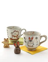 Japan imported Seto burnt hand-made cat Lucky Rabbit thank mug Japanese cute coffee cup gift box