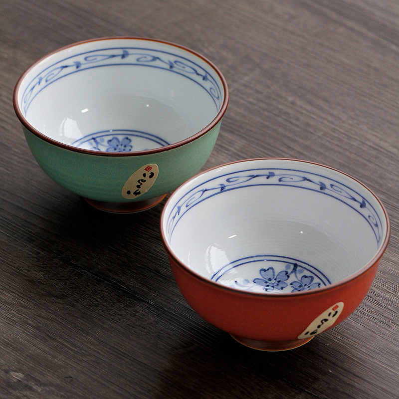 Japan imports with field burning Pozzo See burning hand painted ceramic ultra light cherry blossom rabbit Japanese rice bowls rice rice bowls