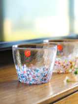 Japan imported Ishizuka Tsuka Sakura Pink Blue Seven Stained Glass Cup Tea Cup Couple Cup Gift Box