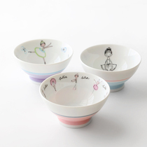 Japanese imported Mino yaki cute ins wind ballet girl Rice bowl Hat bowl Porcelain household tableware
