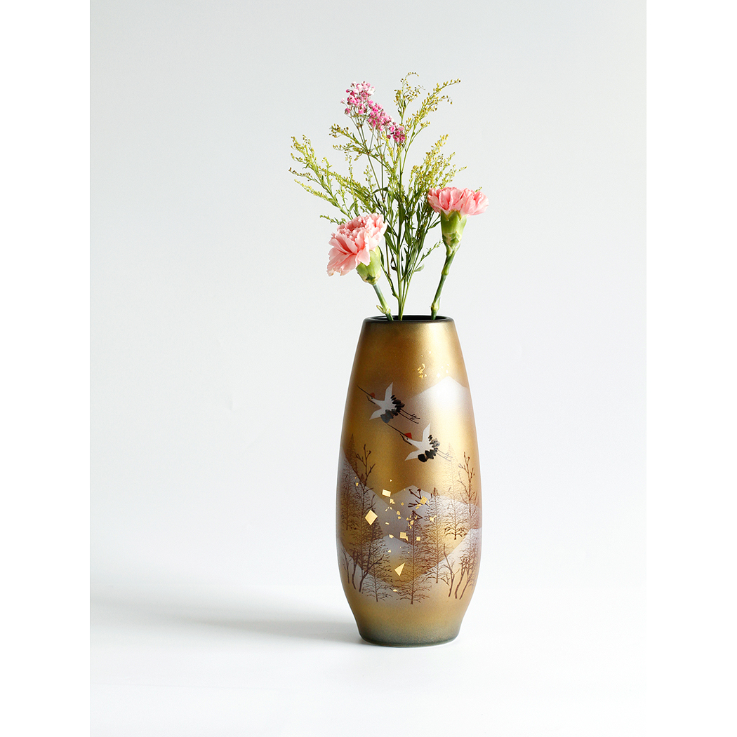 Japanese original imported Kyushi Vase Ceramic Vase Xianghe Golden Foil Creative Vase Household Decoration Large Vase