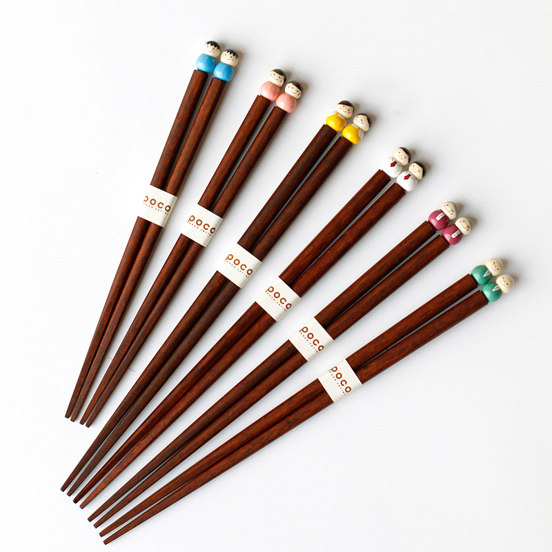Japan Imports Natural Solid Wood Household Chopsticks Cute Christmas Meal family Daddy Mom and Dad Children's chopsticks