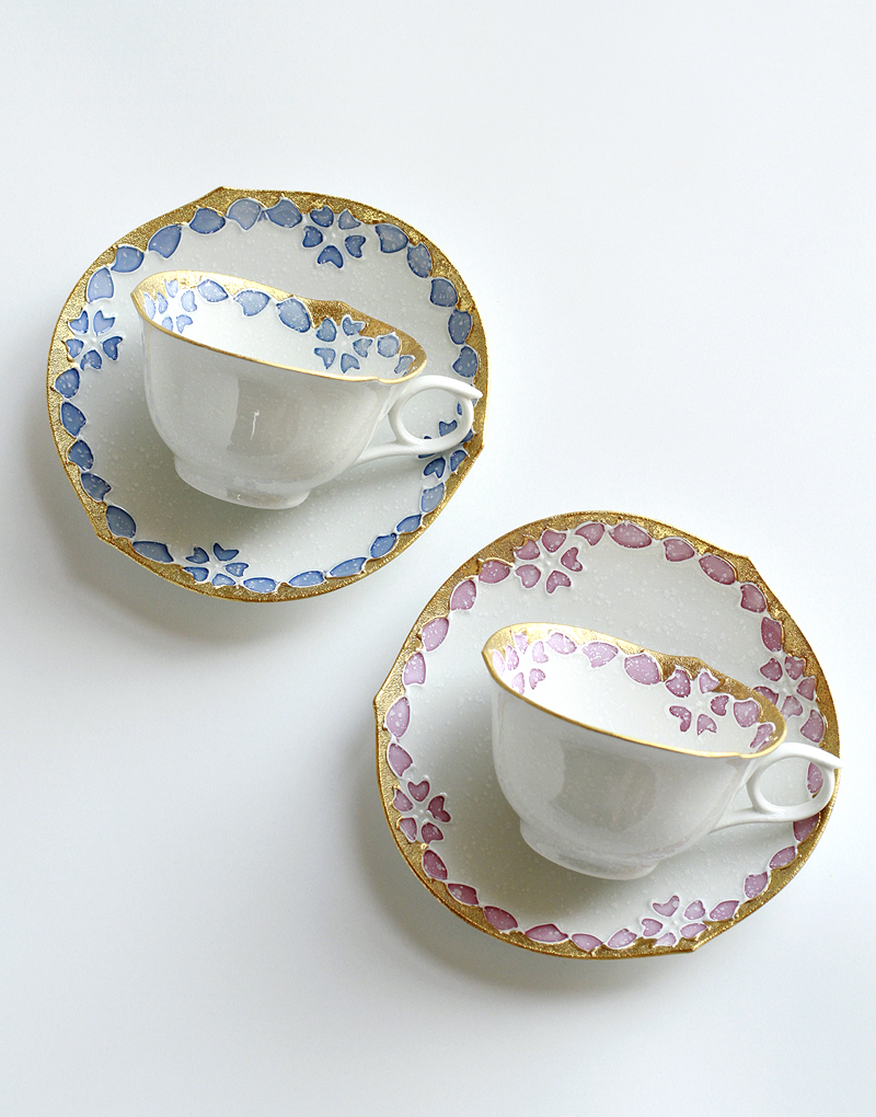 Japanese import with field burning Wenshan Kiln Hand-painted Cherry Blossom small frescoed coffee cup Afternoon Tea Coffee Cup Matching Saucer