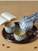 Japanese imported Pozo-Shaki hand-painted underglaze retro Japanese line ceramic large teapot with filter tea cup