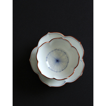  Japan imported Arita yaki Hasami hand-painted blue and white retro cherry blossom-shaped small plate small bowl Japanese tableware