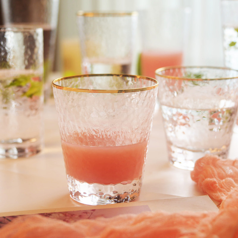Phnom Penh Hammer Mesh Red Water Cup ins Transparent Glass Milk Tea Shop Shake Voice Same Cup Home Single Imperial Concubine
