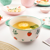 Pink bowl cute girl heart ins personality Net Red single meal with super cute Japanese breakfast bowl tableware set