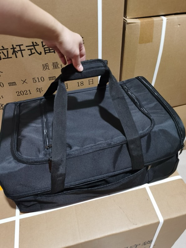 19 Trolley Style Division Bag Portable Travel Trolley Bag Men's Oxford Cloth Wear-Resistant Duffel Bag Folding Luggage Black
