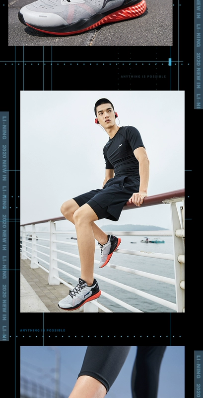 Giày nam Li Ning giày chạy bộ nam mùa hè 2020 giày chạy bộ một dệt thoáng khí chống trượt chống mài mòn chống sốc giày chạy bộ ARHQ115 - Giày chạy bộ