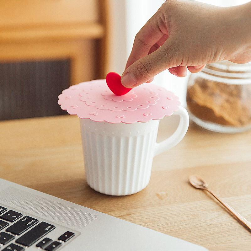 Cute Peach Heart Silicone Cup Lid Cartoon Cup Lid Ceramic Cup Mark Cup Glass Lid Glass Lid Dust Cup Lid