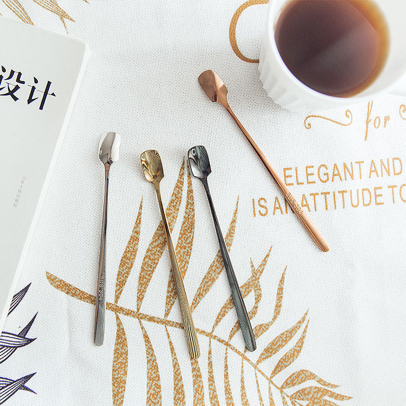 Japanese style 304 stainless steel long handle stirring stick coffee small spoon creative ice spoon stirring spoon mixer bar honey spoon