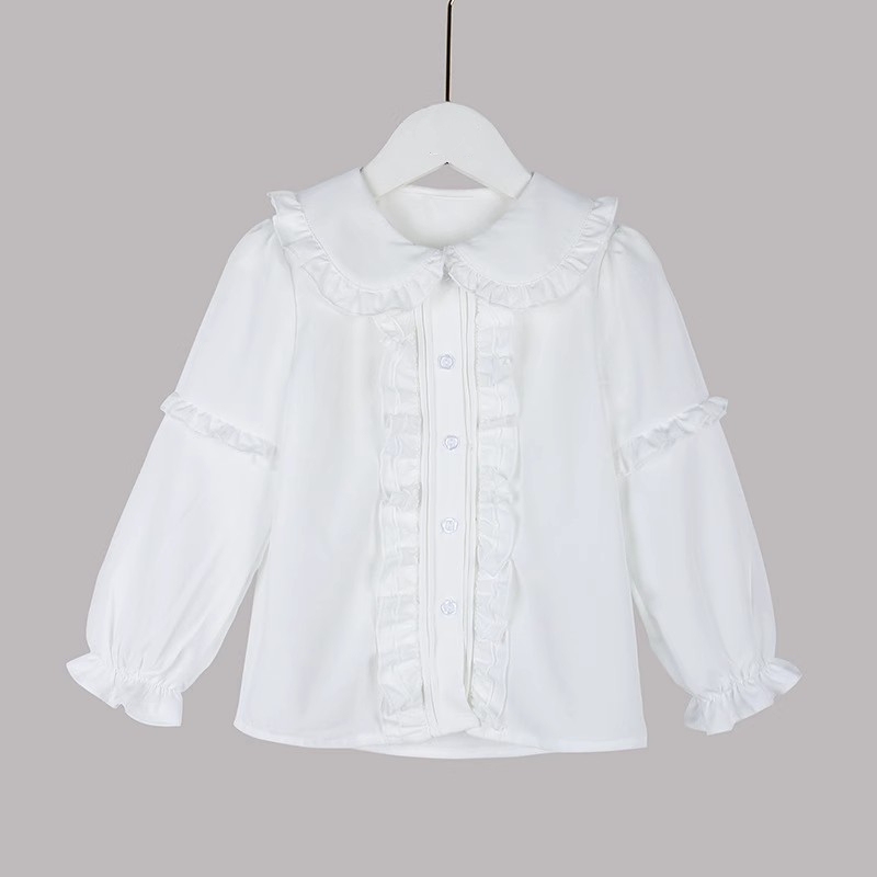 Spring and Autumn New Style Girls' Lolita Lapel Inner Shirt Korean Style Princess Dress Base Shirt Top Children's Shirt