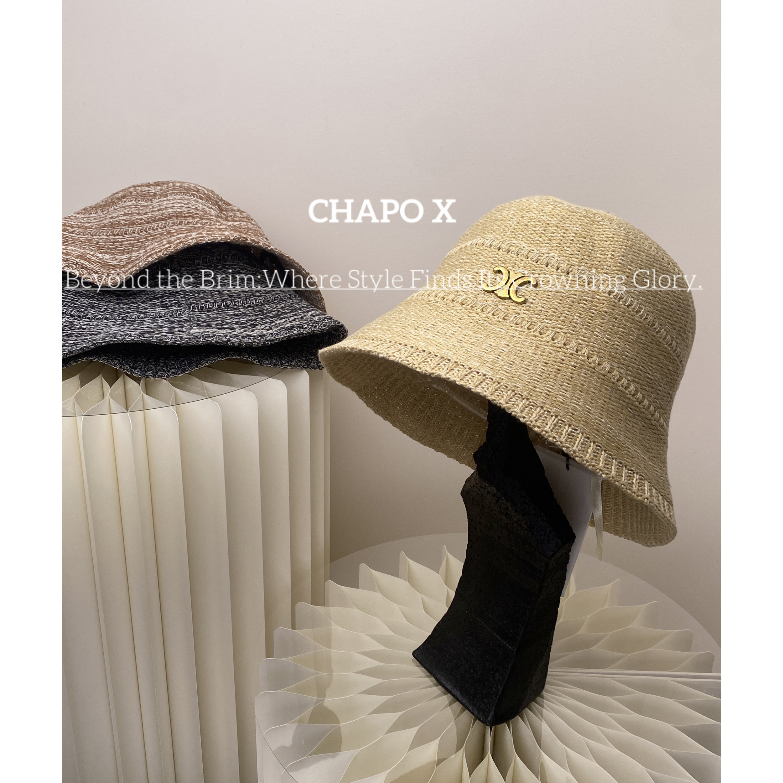CHAPO   X / ceiling summer Metal mark Hollow out Show a small face Versatile fashion breathable Fisherman's hat