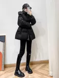 Зимний черный корсет с капюшоном, пуховик, длинная бархатная куртка, 2025 года, подходит для подростков, средней длины, утиный пух
