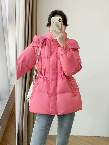 Зимний черный корсет с капюшоном, пуховик, длинная бархатная куртка, 2025 года, подходит для подростков, средней длины, утиный пух