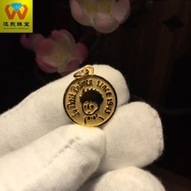 999 gold pure gold gold custom made French little Prince head carved lettering round brand female temperament collarbone necklace pendant