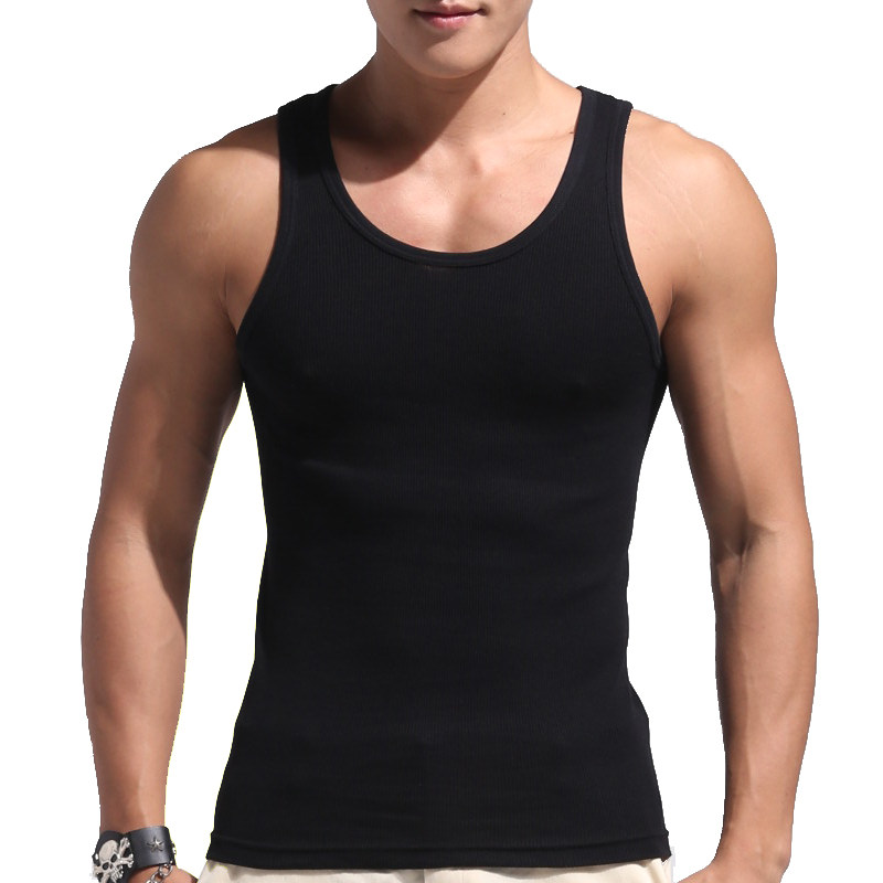 Men's vest men's soil two-strength pure cotton two-way two-rib shoulder rail boasting cross-strap cotton breathable bottoming summer