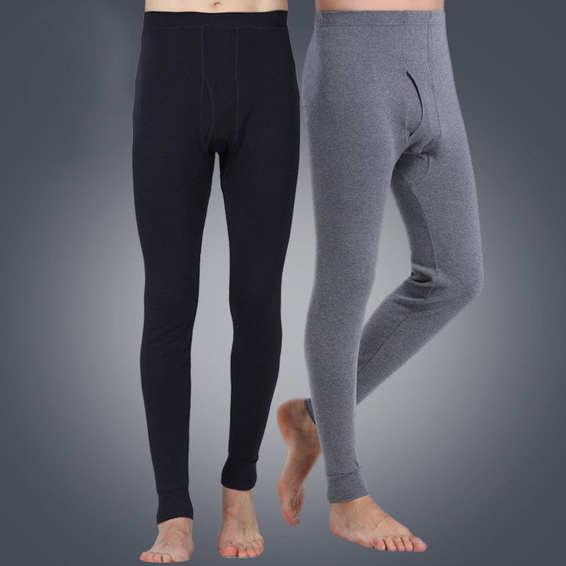 Middle-aged and elderly dad's underwear men's sanitary pants pure cotton single-piece thickened cotton wool pants warm underwear loose autumn and winter
