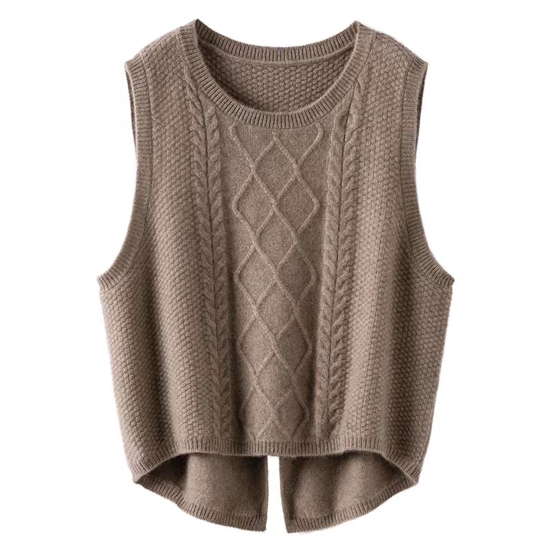 Women's Wool Vest 2022 New Winter Knit Sweater Vest Short Pullover Outerwear Vest