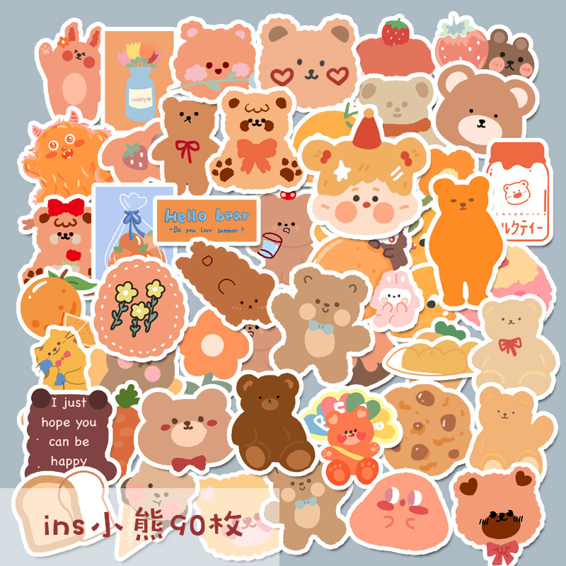90 Hand Ledger Stickers Little Fresher Cartoon Cute Teenage Hearts Animal Hands Account Diary phone Decorative Sticker