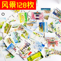 Handbook sticker hand account diary album diy decoration natural landscape illustration cherry blossom Sky Travel TN on the road