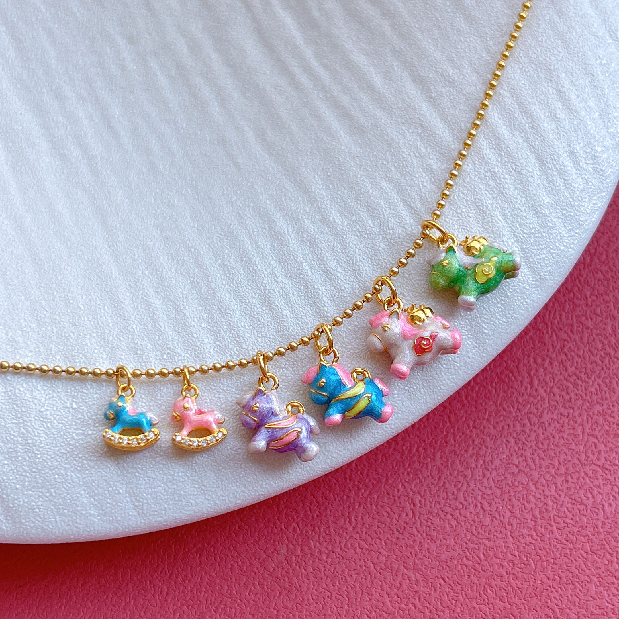 925古法金纯银饰配件烧蓝摇摇马吊坠，马上有钱马上平安？!-银饰配件-淘宝百科网