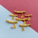 S925, золотые бамбуковые аксессуары, изогнутая трубка, инкрустация камня, браслет из бисера ручной работы, DIY