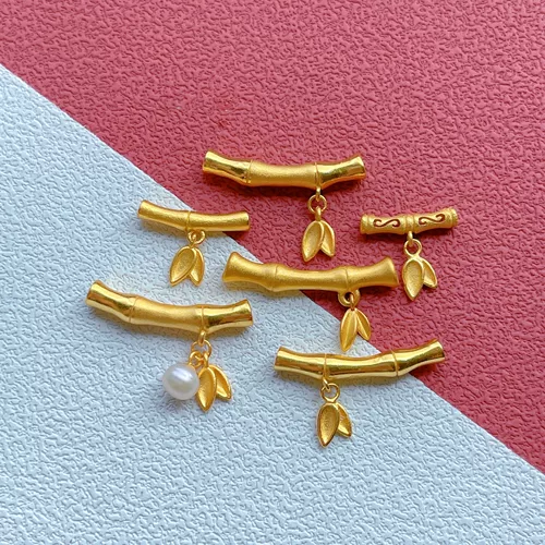 S925, золотые бамбуковые аксессуары, изогнутая трубка, инкрустация камня, браслет из бисера ручной работы, DIY