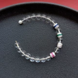 Аксессуар, браслет из кварца, кварц, браслет с одной бусиной с цирконом, бусины, серебро 925 пробы, микроинкрустация, DIY