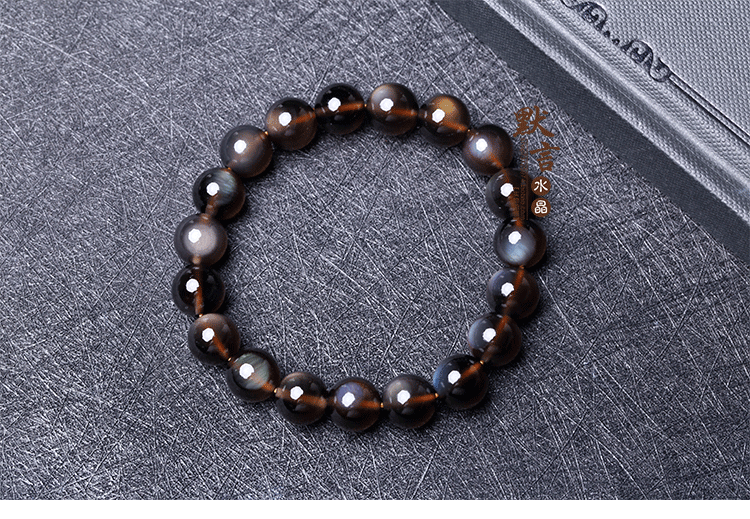 Vòng đeo tay Obsidian Bút kẻ mắt cho nam và nữ Ice tự nhiên Vòng đeo tay mắt cầu vồng pha lê vòng tay trầm hương