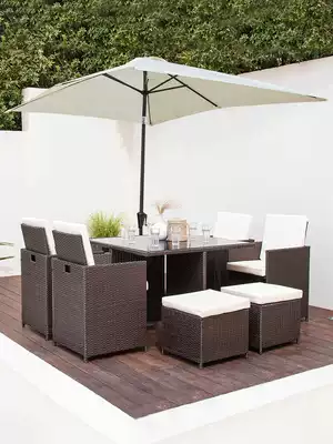 Outdoor table and chair combination outdoor outdoor balcony courtyard waterproof sunscreen rattan chair simple modern leisure rattan table and chair