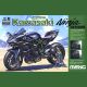 Small Transparent Home Meng Assembled Car Model Mt-001 Kawasaki Ninja H2R Motorcycle 1/9 Non-Rose Color Version