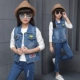 Áo vest nữ denim cho bé gái 2018 phiên bản mới của Hàn Quốc vest mùa xuân và mùa thu công chúa mỏng phần vest bé gái áo khoác trẻ em hàng chuẩn