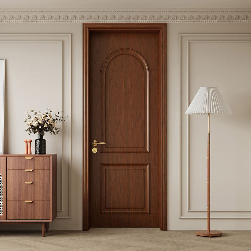 Medieval-Style Bedroom Door, Walnut-Colored Room Door, Vintage Solid Wood Door, Painted Door, French-Style Door, Interior Door, Bathroom Door