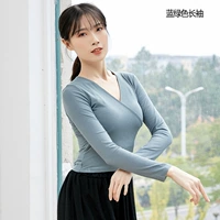 Сине-зеленый топ с длинными рукавами