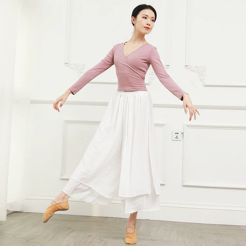 Одежда для современного танца, женская взрослая с длинными рукавами и V-образным вырезом, Латинский танец, балет, практика классического танца, лучший учитель, искусство, тест, новый стиль