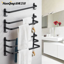 Bathroom Hair Towel Rack Wall-mounted Free Toilet Hanging Towel Rod Space Aluminum Bath Towel Hanging Pole Rack Single Pole Double Pole