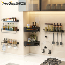 Kitchen shelve wall-mounted free of punch home seasoning multifunction supplies Home large full wall containing hanging rack