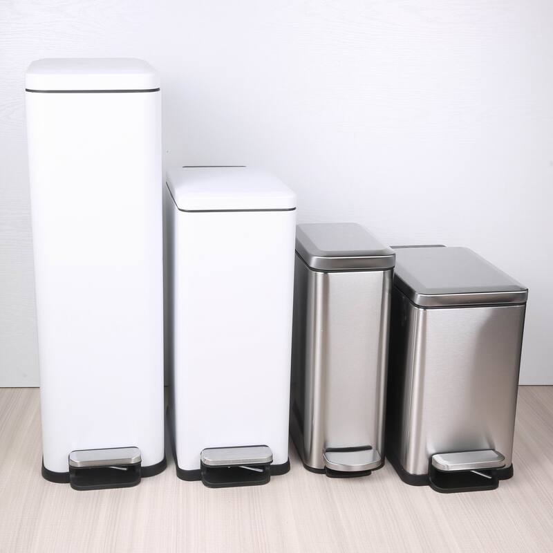 Rectangular Stainless Steel Pedal Trash Can, Simple Design with Lid, Narrow Body for Home Bathroom, Slim Gap Sanitary Bin Rectangular Stainless Steel Pedal Trash Can, Simple Design with Lid, Narrow Body for Home Bathroom, Slim Gap Sanitary Bin