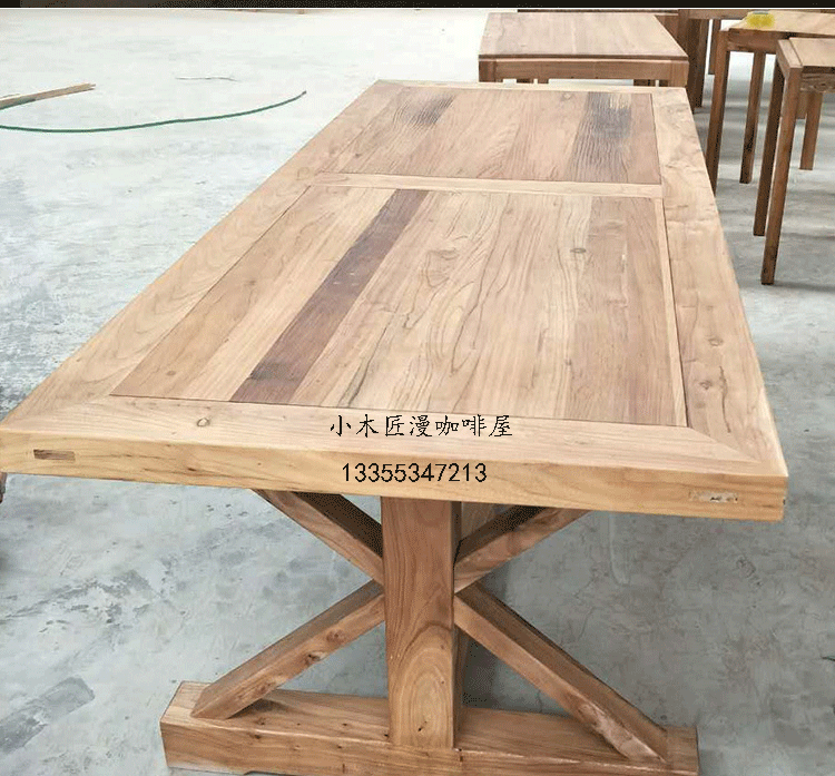 Bàn ghế cafe nam kết hợp bàn elm cũ nhà 6 người 8 người 10 người bàn hình chữ nhật nguyên khối gỗ nội thất văn phòng - Bàn bàn làm việc xếp gọn thông minh