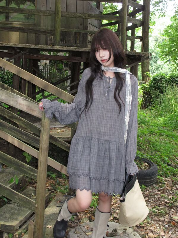 Feel Blessed Authentic~2026 Early Autumn New Plaid Embroidered Lace Dress with Versatile Style Feel Blessed Authentic~2026 Early Autumn New Plaid Embroidered Lace Dress with Versatile Style