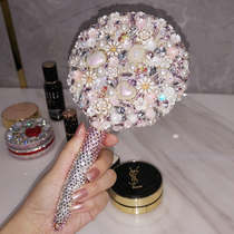 Internet celebrity luxury rhinestone cute princess makeup mirror female student makeup handheld mirror home mirror